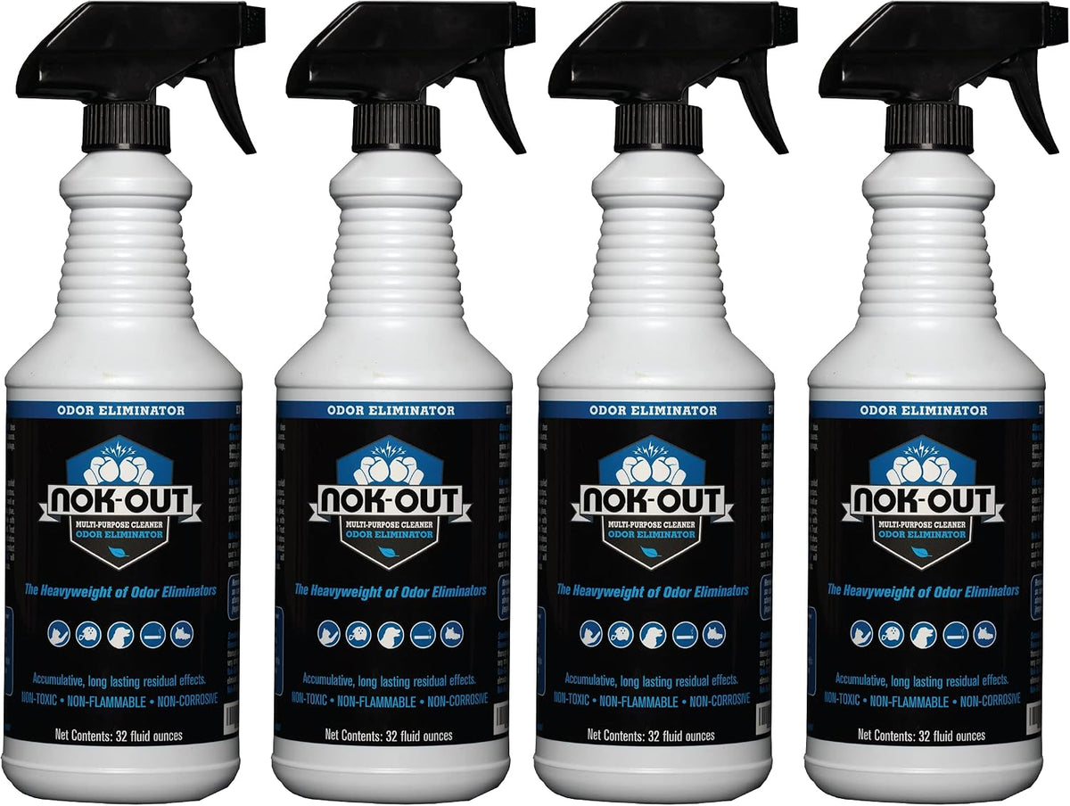 NOK OUT Odor Remover, Pet Deodorizer and Cleaning Spray, Made in the USA, 32 Fluid Ounce Spray, 4-Pack