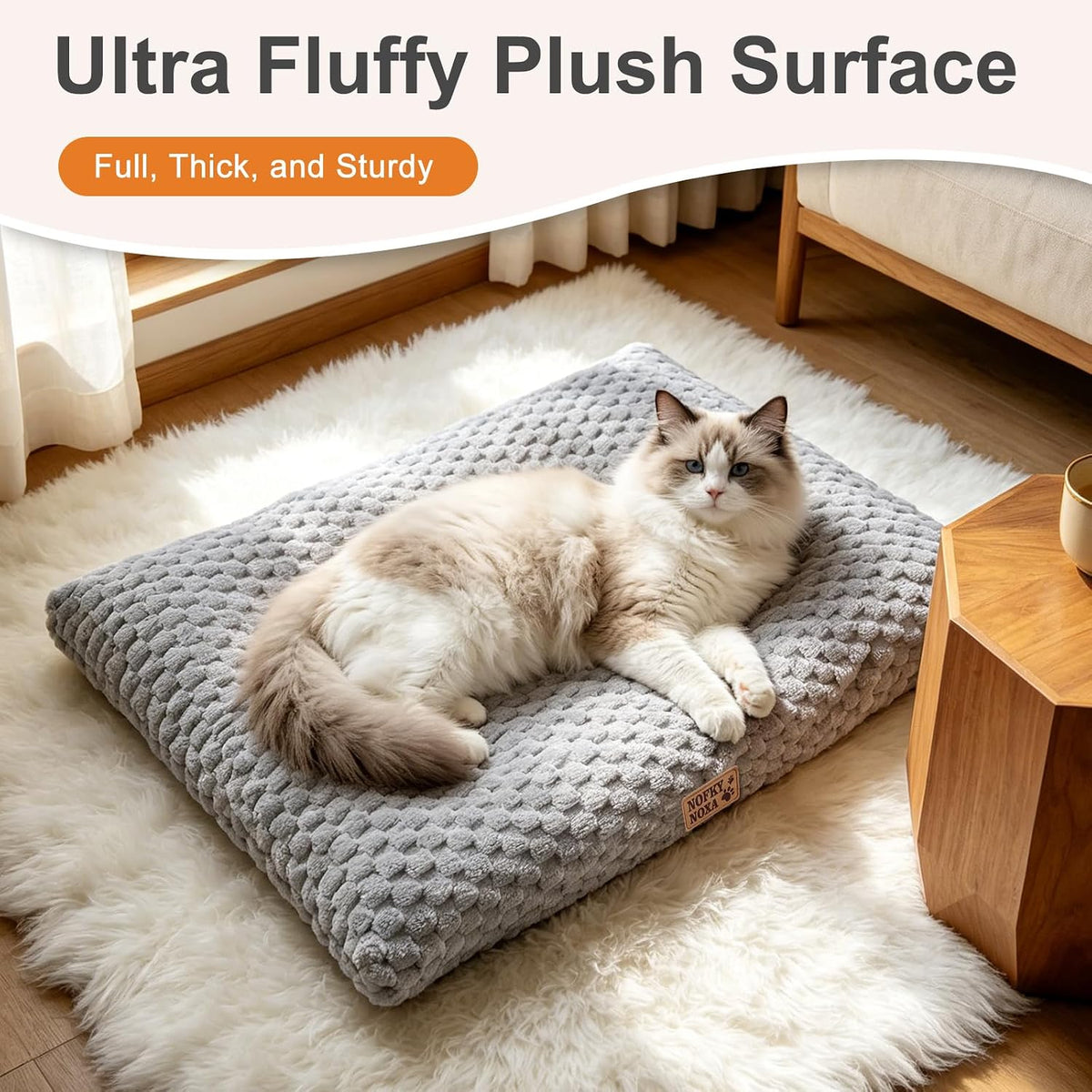 Dog Bed for Small Dogs Up to 30 lbs, 23" x 18"Plush Corduroy Pet Bed with Non-Slip Bottom, Washable Puppy Bed for Crate, Sofa or Travel (Grey)