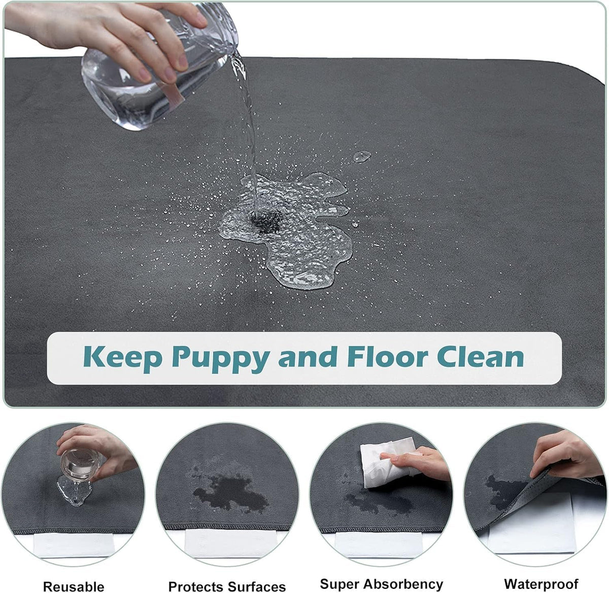 INVENHO Washable Pee Pads for Dogs, Reusable Dog Pads Upgrade Non-Slip Dog Pee Pads Heavy Absorbency Puppy Pee Pads Quick Dry Whelping Pads/Waterproof Puppy Training Pad