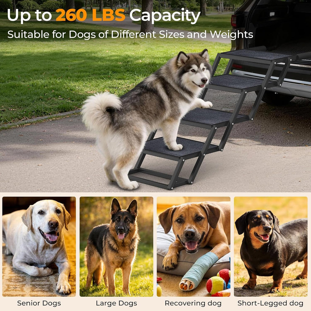URPOWER Dog Stairs for Large Dogs Extra Wide 20" with 5-Step Dog Ramp Steps