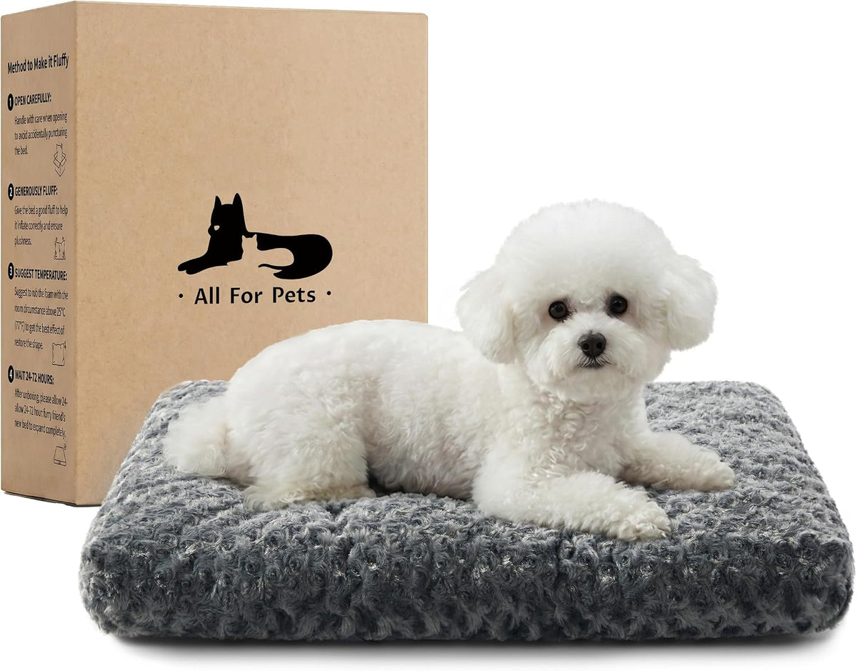 Double-Sided Dog Beds for Small Dogs, Washable Puppy Dog Crate Bed, Thick Supportive Pet Sleeping Mat, Reversible Dogs Pillow Weight Up to 25 lbs, 23x18, Dark Grey