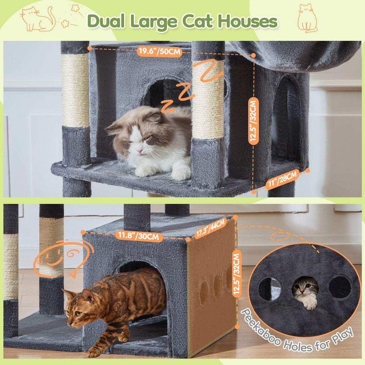 Taoqimiao 72 in Cat Tree, XXL Cat Tower for Indoor Cats Large Adult 25Lbs+