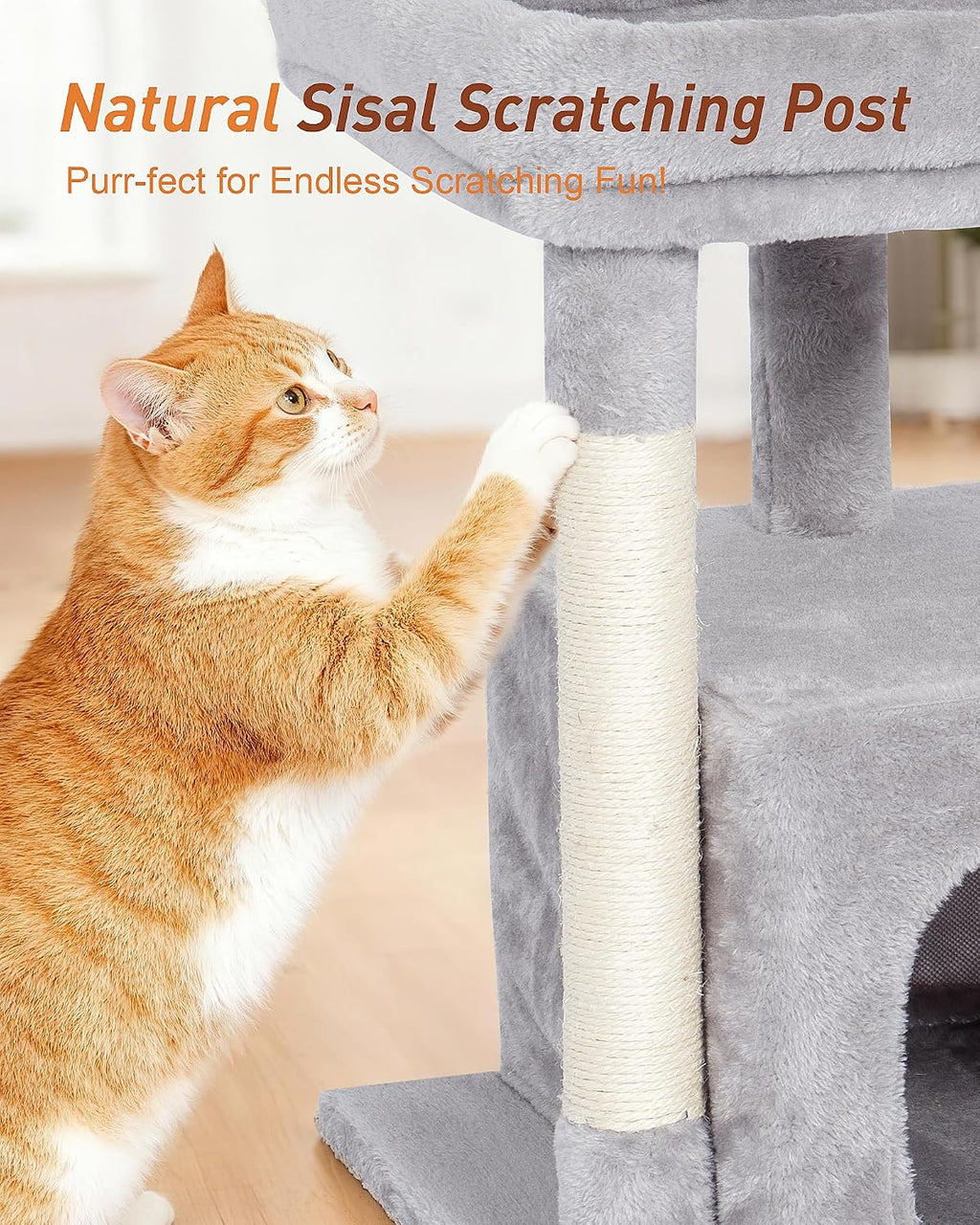 23.6" Cat Tree for Large Cat, 19 * 15.8 in Large Perch, Light Gray