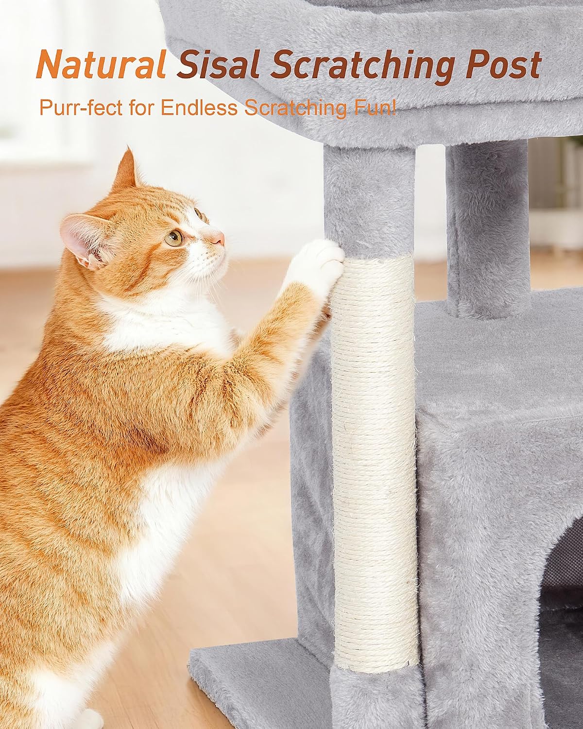 23.6" Cat Tree for Large Cat, 19 * 15.8 in Large Perch, Light Gray