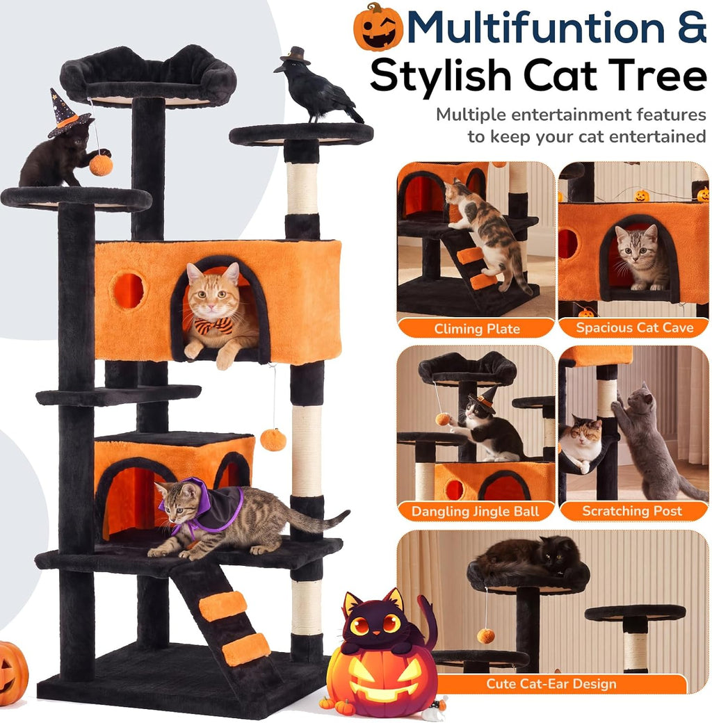 54 Inch Cat Tree Tower with Natural Sisal Scratching Post
