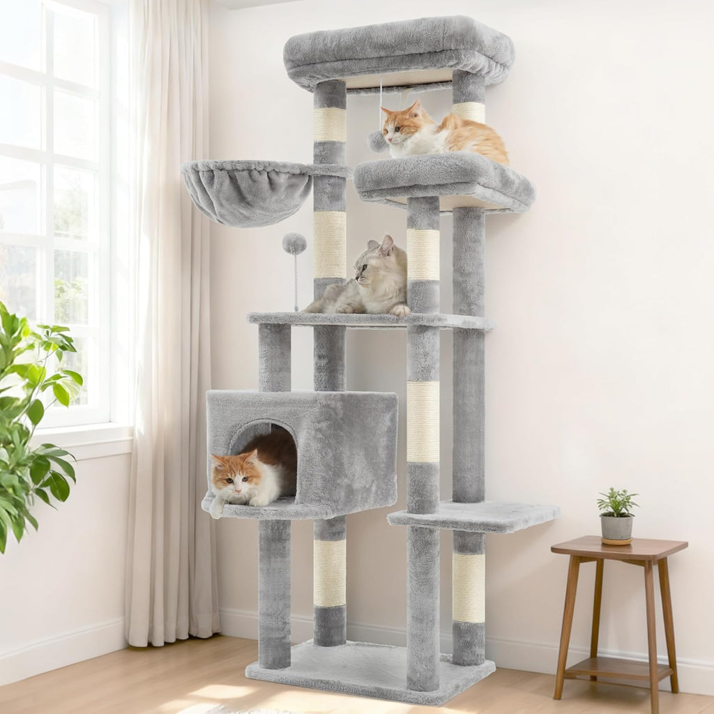Gitelsnour 55.1'' Cat Tree Tower for Indoor Cats, Large Platform, GCT013W