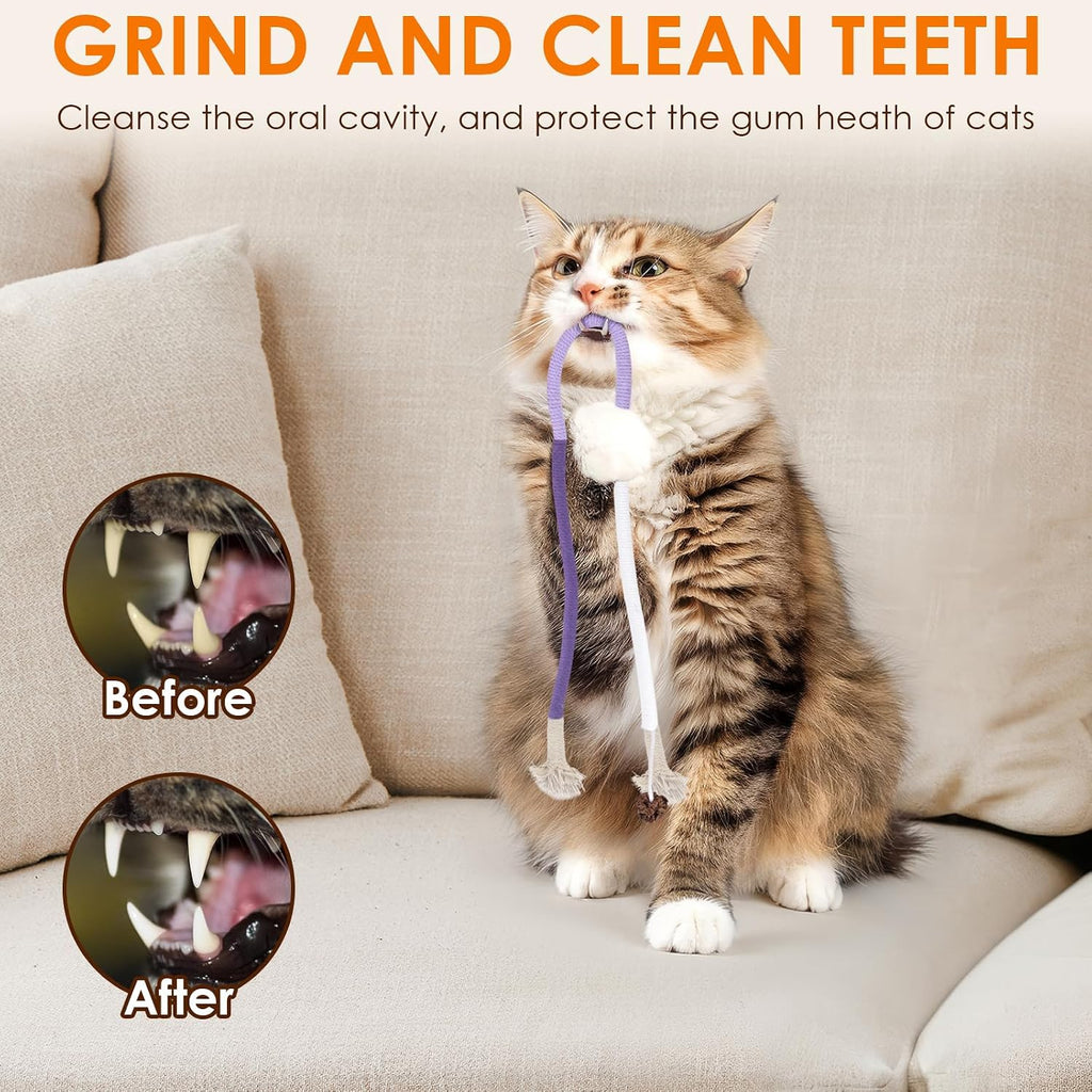 TINDTOP Cat Toys Chew Ropes, 3 Pack Interactive Cat Nip Kicker Toy | for Indoor Kittens, Teeth Cleaning Toy for All Breeds, 19.5 Inches (50cm)