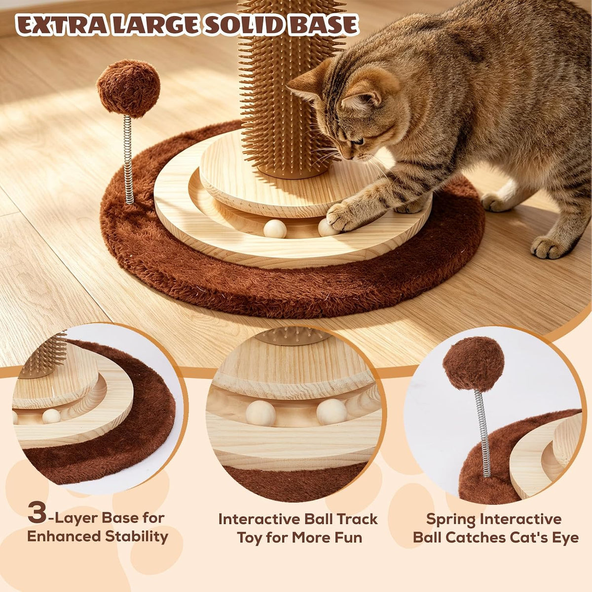 46" Extra Tall Cat Scratching Post with Toy for Large and Adult Indoor Cats
