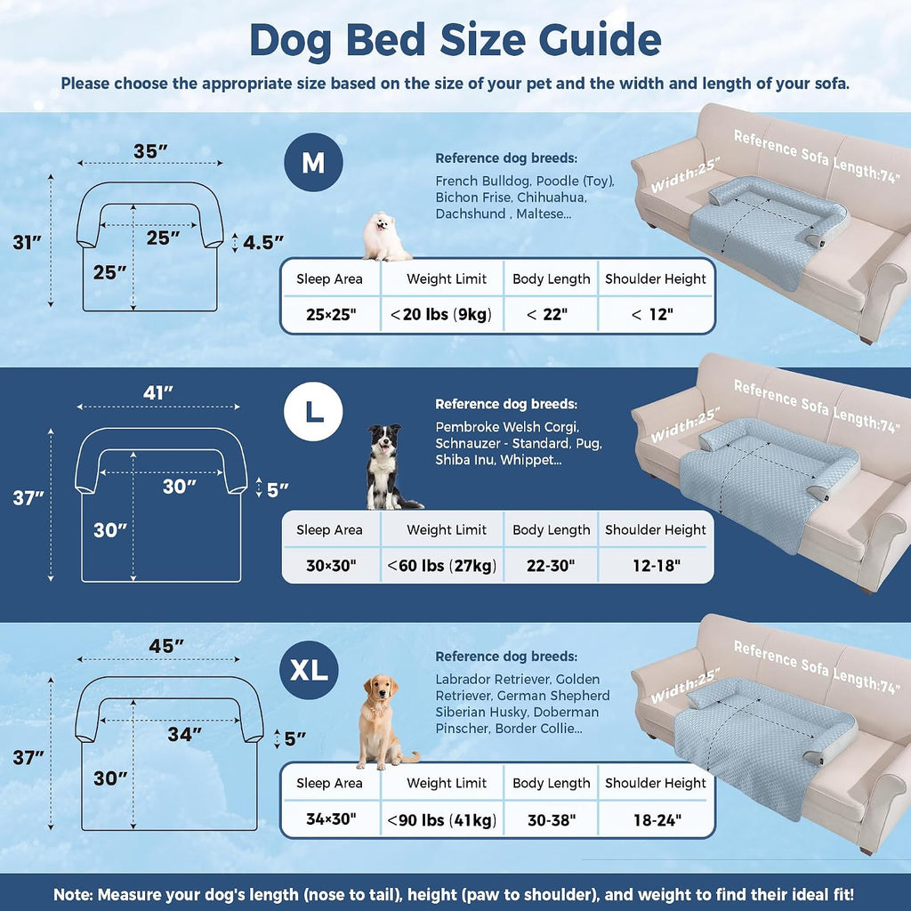 Large Dog Cooling Bed for Sofa, 41x37 Inch Pets Couch Cover Mat
