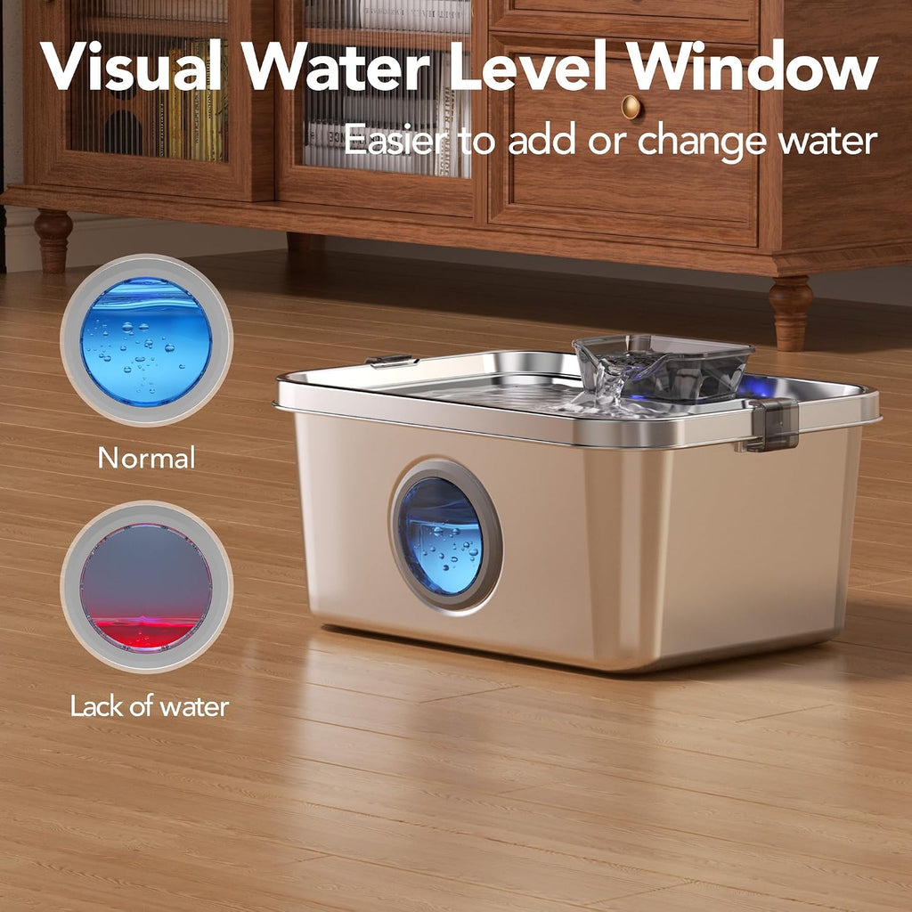 PETIMI Dog Water Fountain, 3 Gallons Stainless Steel Dog & Cat Water Fountain, Large Pet Water Fountain for Multiple Pets, Ultra Silent, Wide Mouth, Safety Lock, Smart Water Pump