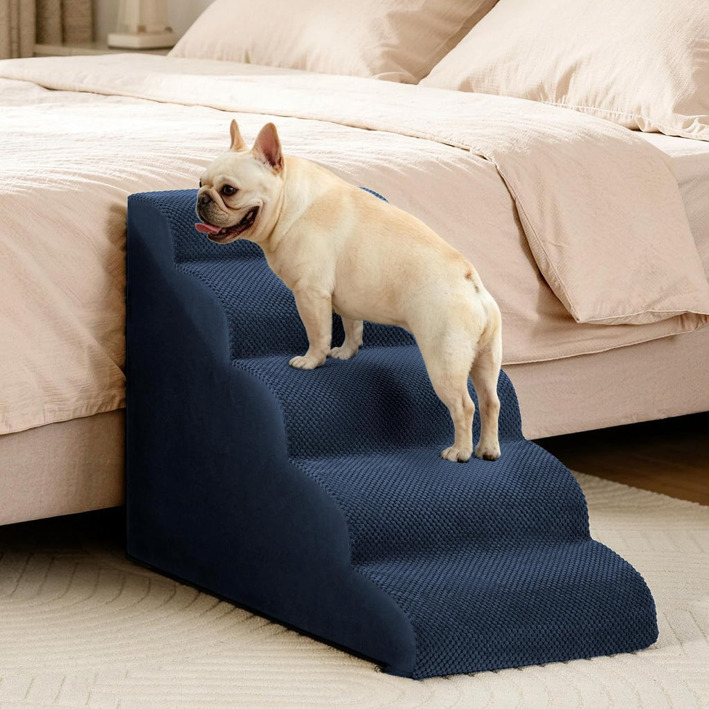 Aodisman Dog Stairs for High Beds,5 Step Pet Ramp for Dogs and Cats,22.4" H