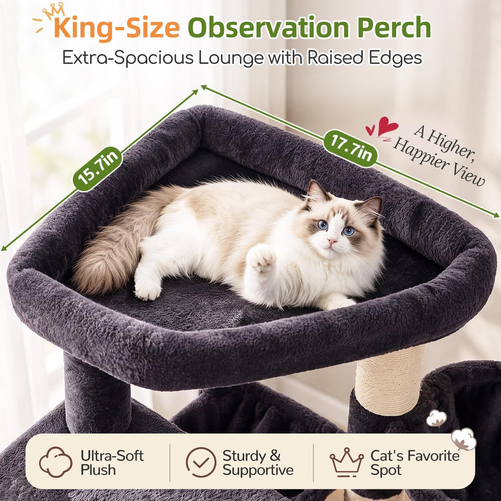 Globlazer Heavy Duty Cat Tree Tower for Large Indoor Cats, F52J, Dark Grey