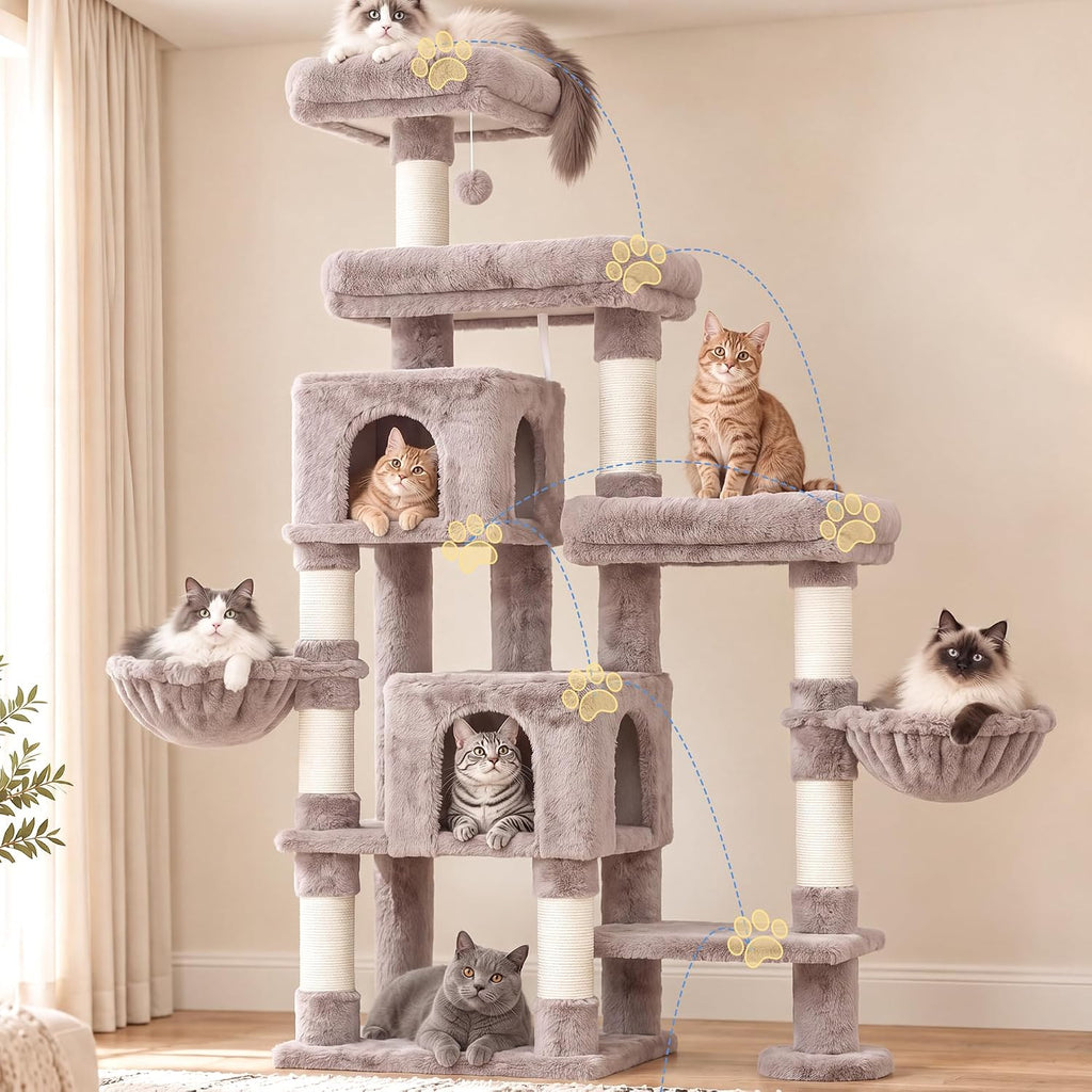 Hey-brother Cat Tree Tower with Stable Extended Base, 3 Platforms, MPJ038MU