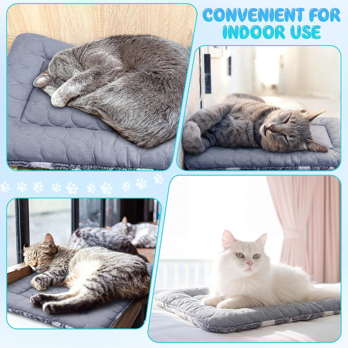 VitalCozy 2 Pcs 14" X 21" Self Warming Cat Pet Mat, Star, Gray