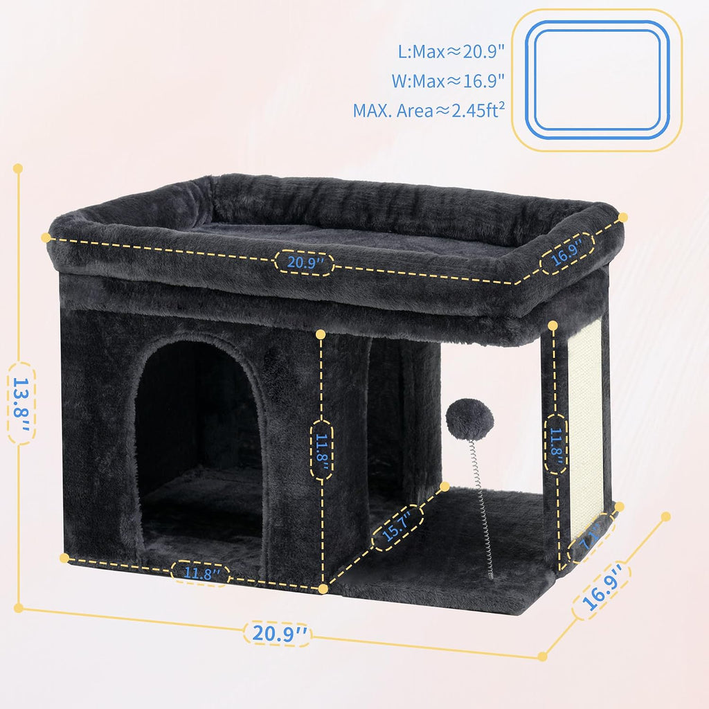 Heybly Cat Tree, 14" Cat Tower with Large Cat Bed & Condo HCT203SG