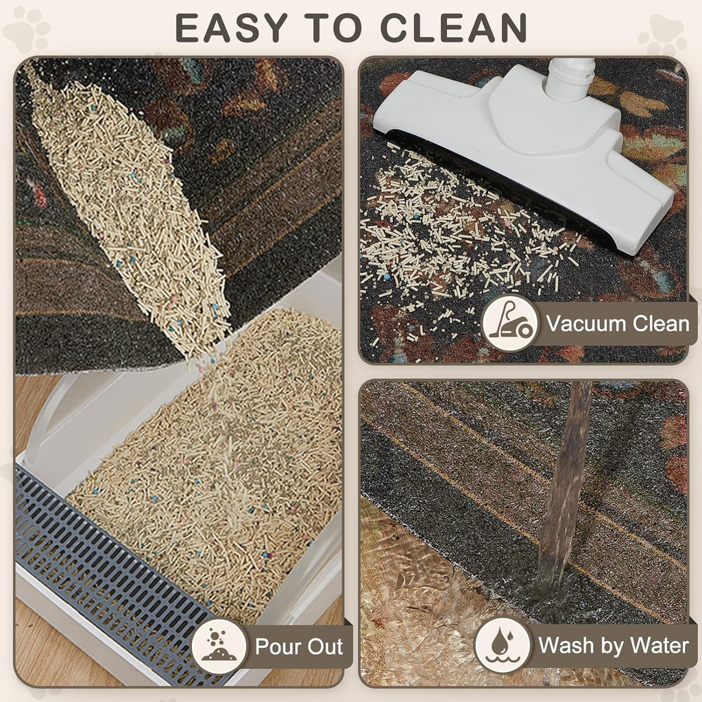 Unicorn Catcher 33"x22" Cat Litter Mat Non-Slip Washable Litter Box Mat | High-Density PVC Litter Catcher Mat Efficiently Traps Scattered Litter From Paws To Keep Floors Clean