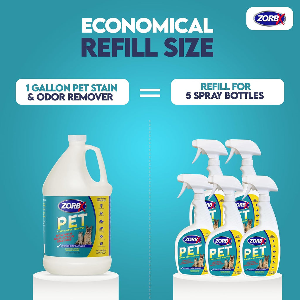 ZORBX Dual Action Enzyme Pet Stain & Odor Remover Spray 24 Oz