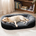 INVENHO Fluffy Orthopedic Dog Beds Large Sized Dog, Jumbo Egg-Crate Foam Bolster Sofa Bed with Washable Removable Waterproof Cover, Fluffy Plush Faux Fur Dog Bed with Non-Skid Bottom