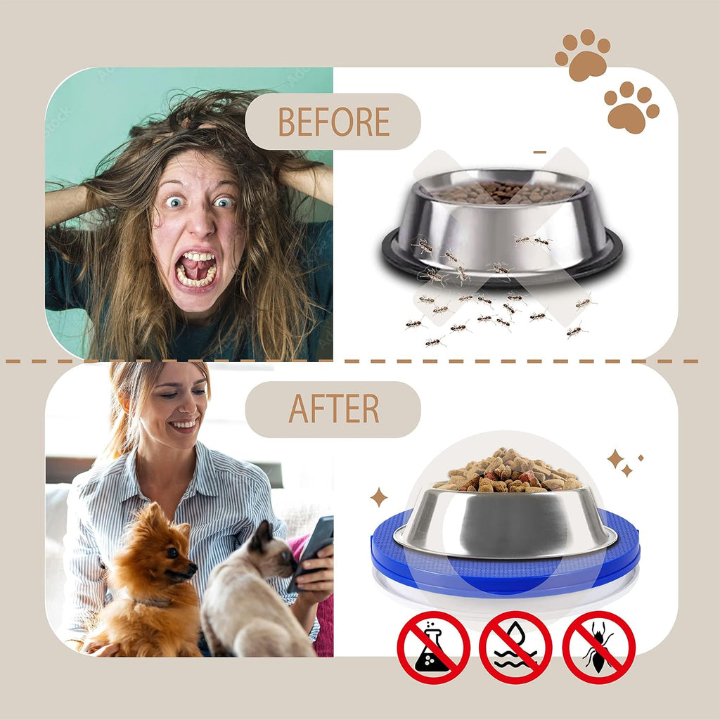 SoulThink® Ant Proof Cat Dog Bowl Tray - New Innovation Anti Ant Pet Food Dish Indoor No Chemical No Water Needed Different from Traditional Trap (Royal Blue) 