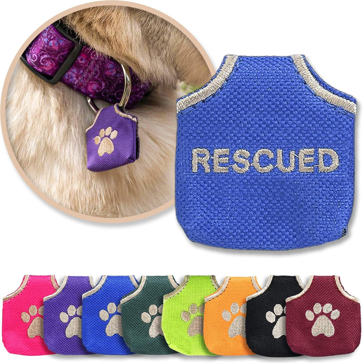 Woofhoof Dog Tag Cover (Blue Rescued)