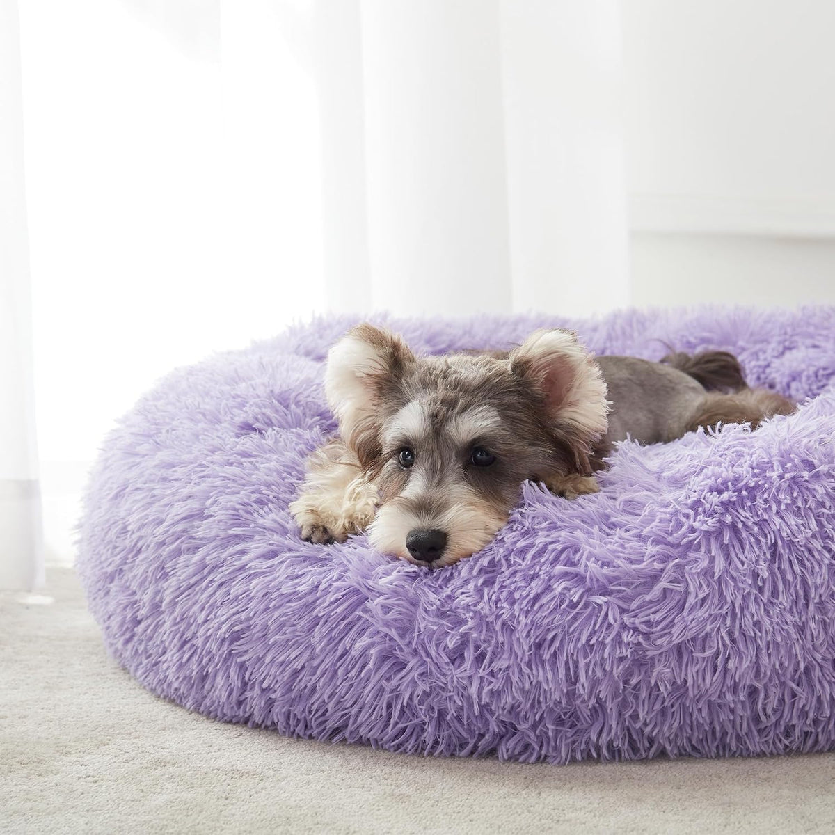 Western Home Calming Donut Medium Dog Bed Washable Pet Bed,30" Purple