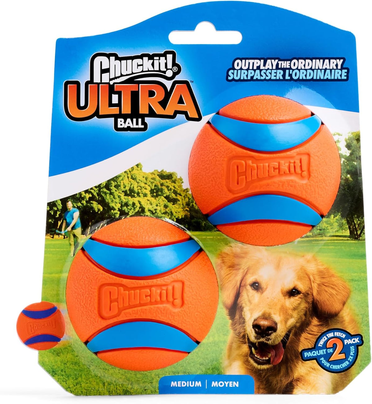 Chuckit! Ultra Ball Dog Toy - Medium Bouncy Fetch Balls for Dogs 20-60 lbs - Made from Durable Rubber - Floating Water Pet Toys - Size Medium - 2.5-inch Diameter, 2 Count, (Pack of 6)