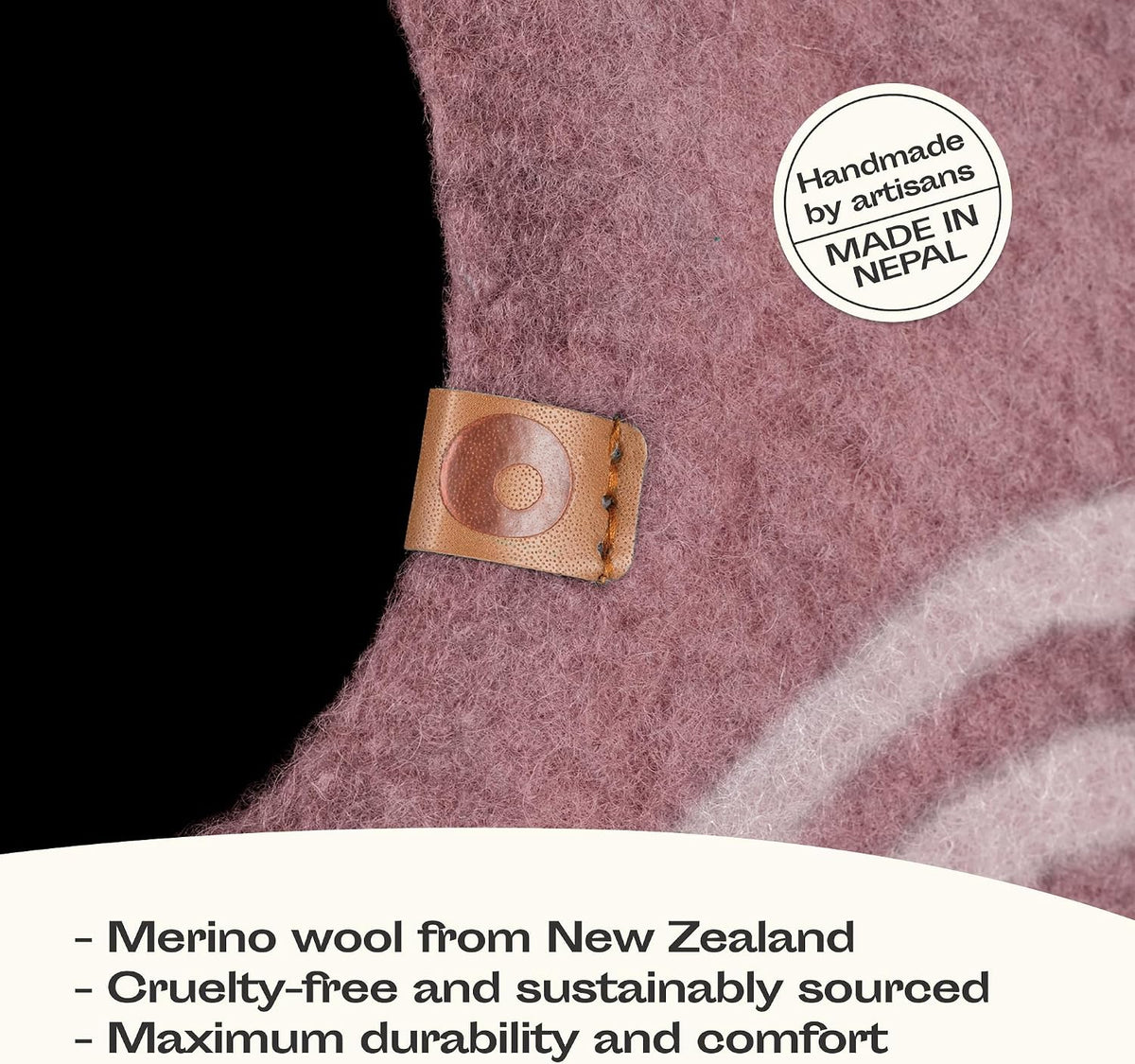 MEOWFIA Cat Cave - New Zealand Wool Bed for Indoor Cats (Rose Gold)
