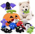 LECHONG Halloween Dog Toys Set, 11 Pack Squeaky Dog Toys for Aggressive Chewers, Pumpkin Assorted Puppy Toys to Keep Them Busy, Toys Gift for Large Medium Small Dogs