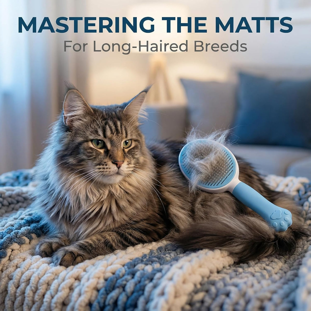 Cat Brush for Shedding for Indoor Cats & Dog Brush for Shedding - Perfect for Long & Short Haired Pets,Pet Brush for Dogs and Cats - Deshedding & Grooming Tool (Blue)