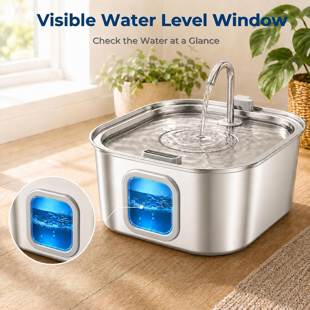 Dog Water Fountain for Large Dogs, 8L/270oz Stainless Steel Dog Bowl