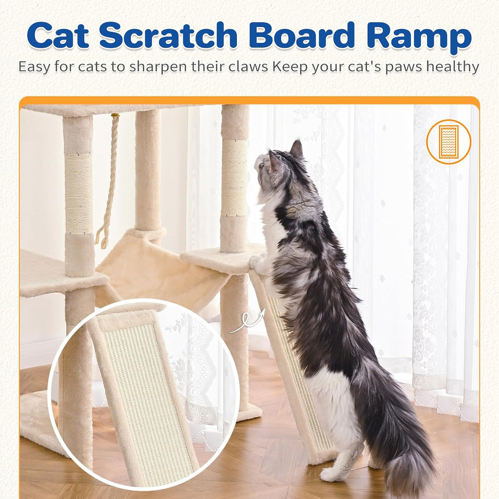 ABCPET 63" Multi-Level Cat Tree Tower for Indoor Cats, Beige