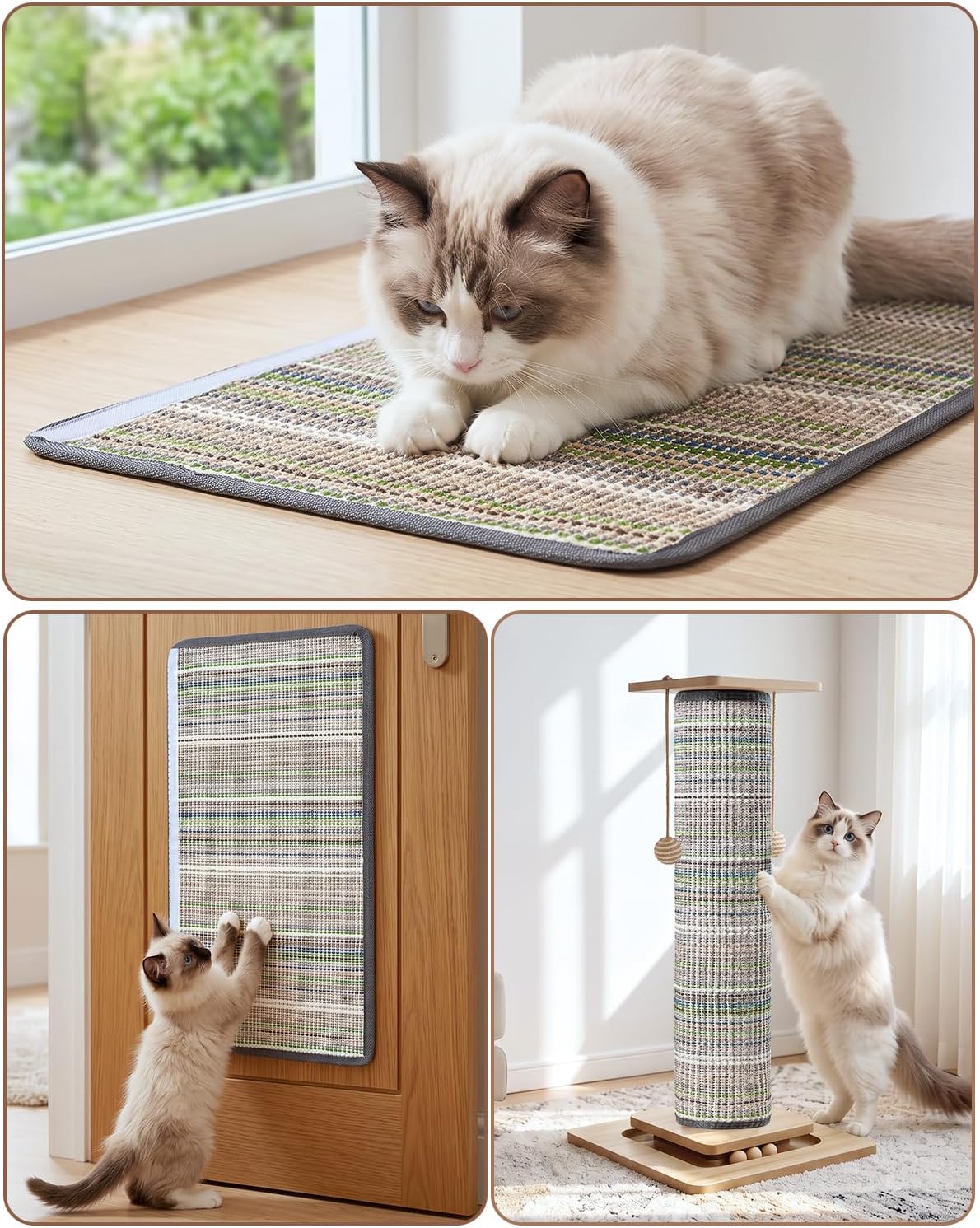 Odoland Cat Scratching Post Replace Mat Natural Sisal Scratcher Pad