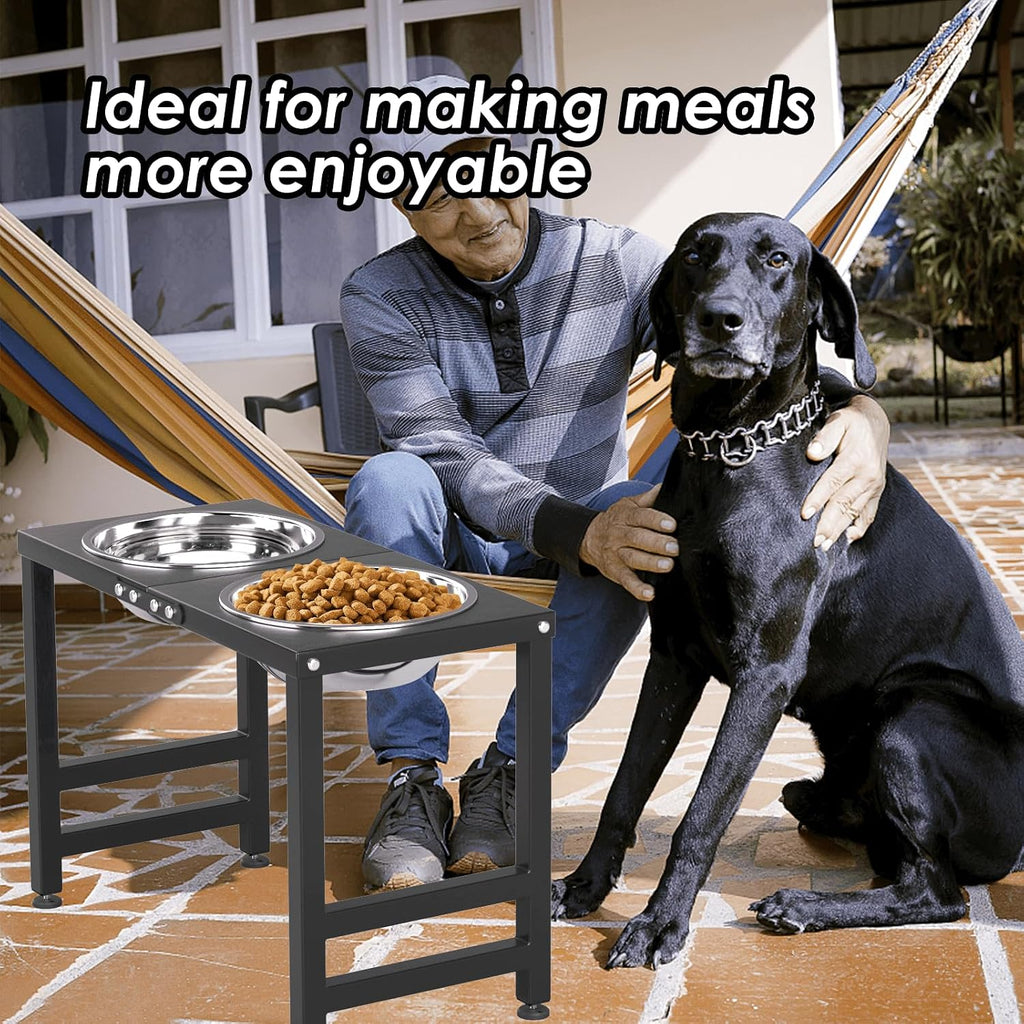 ADENGL Metal Elevated Dog Bowl for Large 𝐋𝐚𝐫𝐠𝐞 Raised Bowl Stand with Sprill Proof Mat and 2000ML Pet Bowls, Food & Water Bowls 16" Tall Dog Feeder for Large Breed