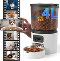 Automatic Cat Feeder with 2K Camera 5G WiFi 4L Timed Dry Food Dispenser APP Control, 15 Meals Programmable 1-20 Portion Per Day Dual Power Supply with Stainless Bowl for Multiple Pet Easy Clean