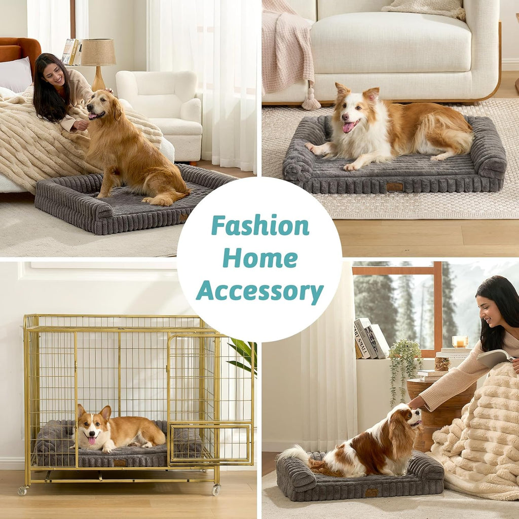 COZY KISS Ultra Soft Faux Rabbit Fur Dog Bed, Grey, 44"x32"