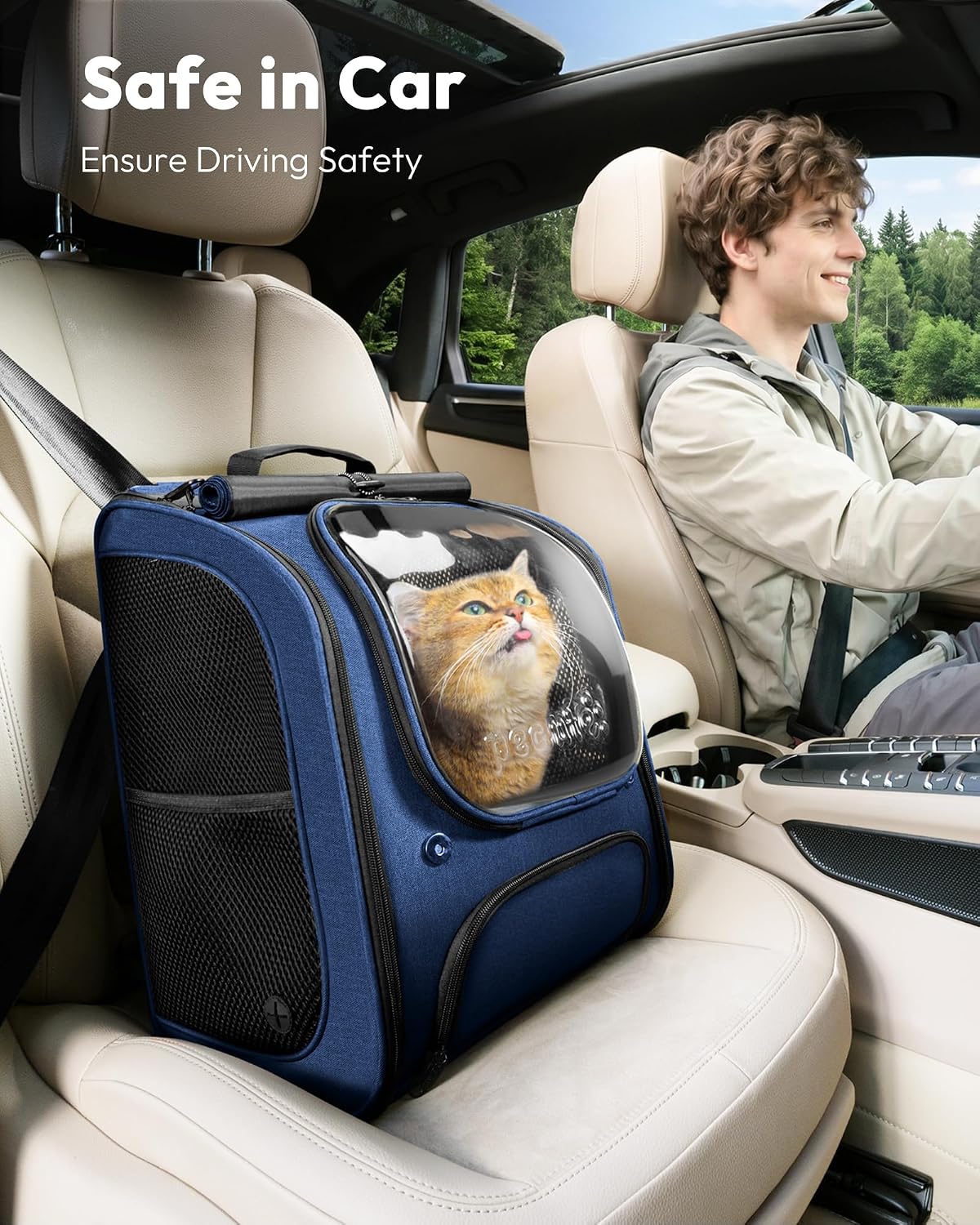 Pecute Cat Backpack Carrier,Large Space Cat Bubble Backpack,Ergonomic,Blue