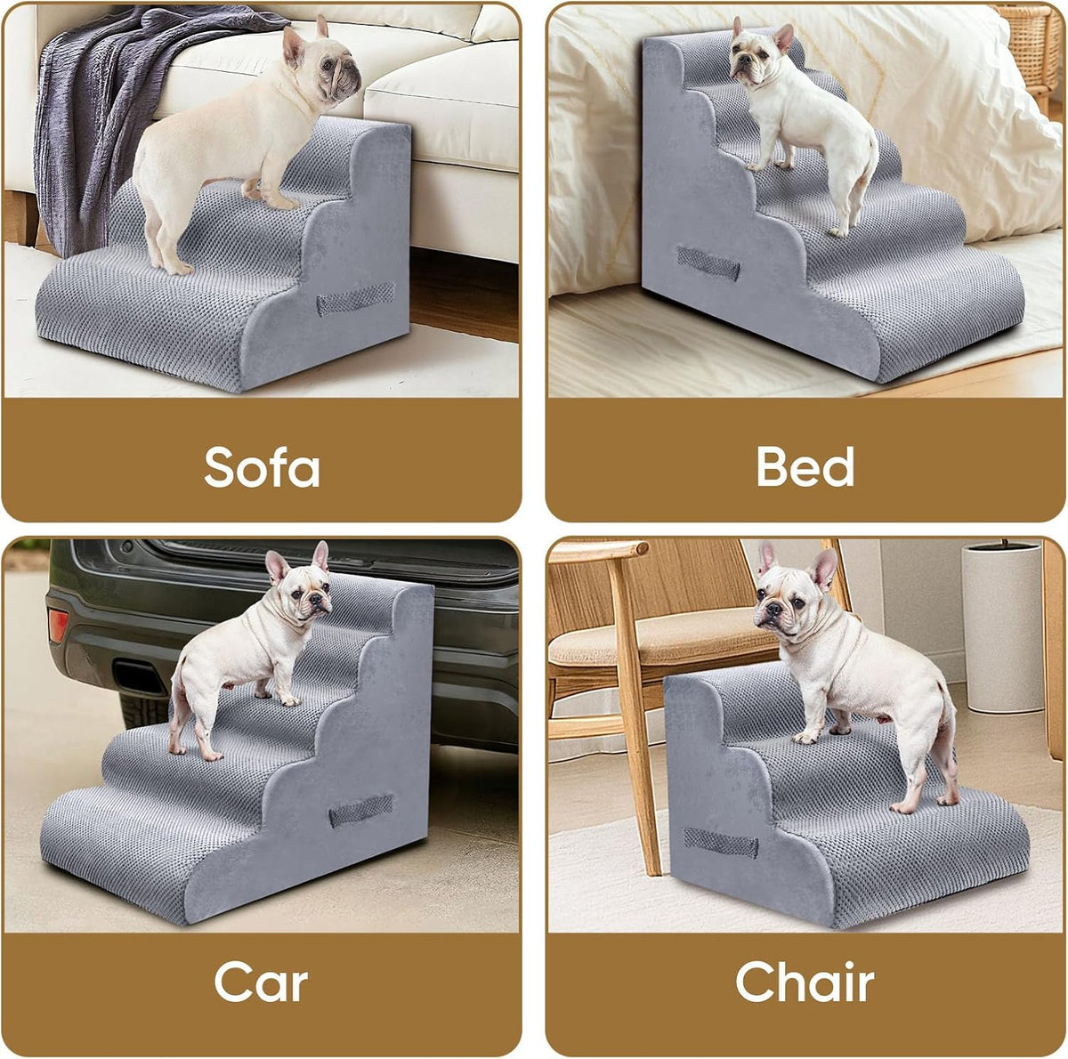 PAWSCRAT 5-Step Pet Stairs for High Beds & Sofas, 22.8''H Dog Stairs