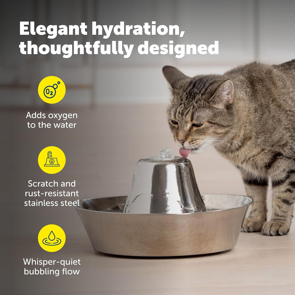 Seaside Stainless Cat & Dog Fountain with 4-Pack of Carbon Filters