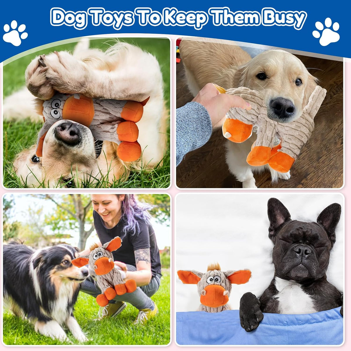 loncoldy Squeaky Dog Toys, Tough Chew Toys for Dogs, Crinkle Interactive Squeaky Stuffed Dog Toy for Small Medium Large Breeds, Plush Dog Toy to Keep Them Busy, Pet Toys for Dogs