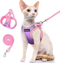 Dooradar Cat Harness and Leash Set, Easy-on Vest, Purple & Pink