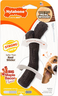 Nylabone Strong Chew Stick Made with Real Wood Dog Chew Toy, Medium | Bacon flavor, medium breeds, no splintering, durable chew toys, long lasting, helps clean teeth, medium breeds up to 35 lbs