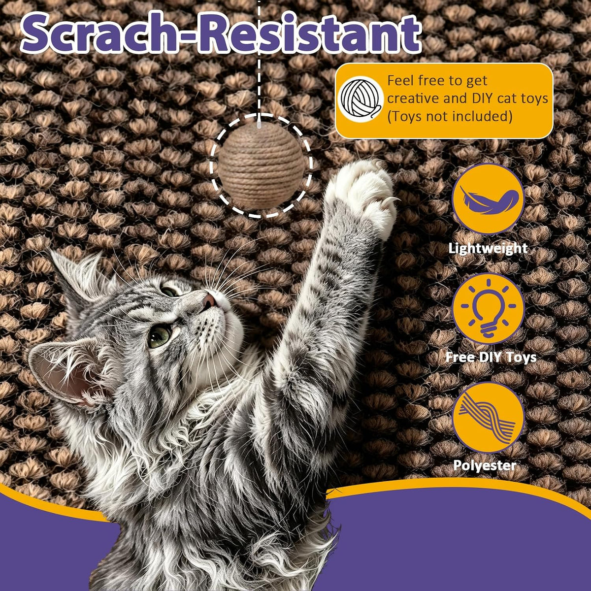 Wall Cat Scratcher,15.7x39.4” Cat Wall Climbing Wall Scratcher Carpet