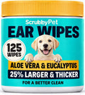 Scrubby Pet Ear Wipes for Dogs | Extra Thick with Aloe Vera & Eucalyptus | 125 Count | Hypoallergenic Ear Cleaner for Dogs with Pearl Texture for Deeper Clean