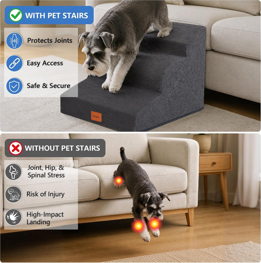 4-Step Curved Dog Stairs 19.7"H for Medium Dogs Standard Bed & Sofa