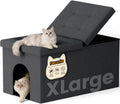 3-in-1 Cat Litter Box Enclosure Furniture, X-Large, Dark Grey