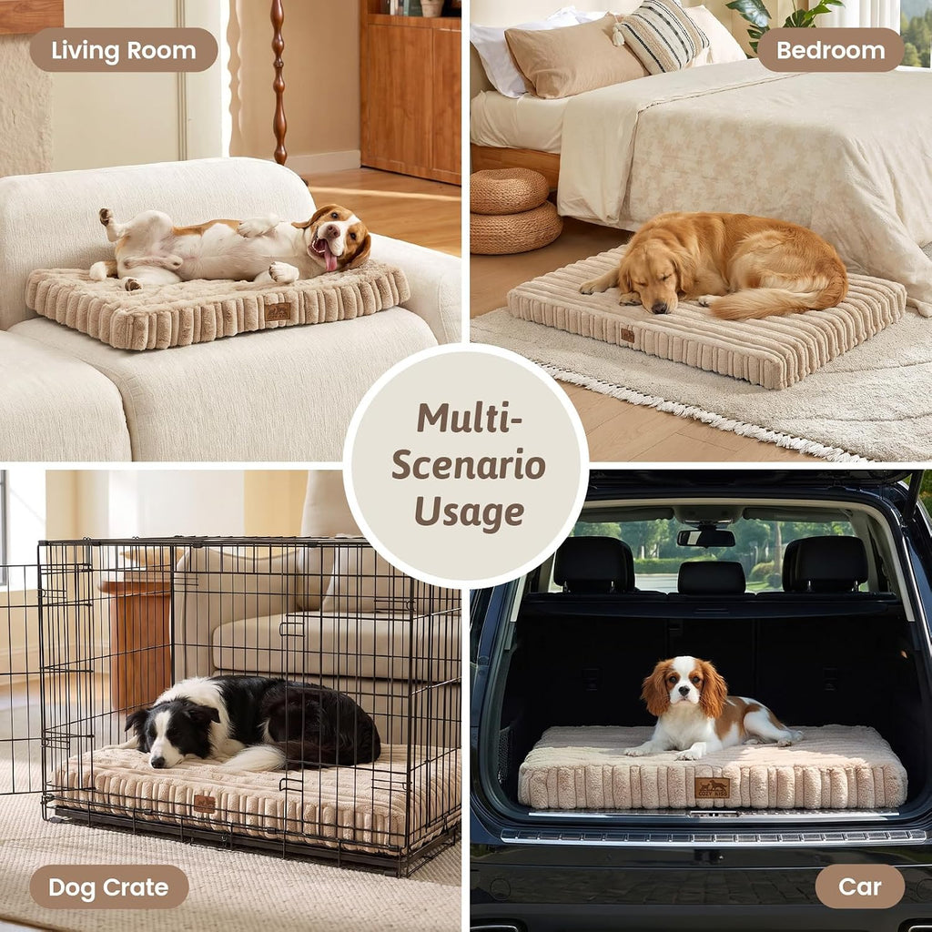COZY KISS Orthopedic Washable Dog Bed for Large Dogs, Removable, Beige