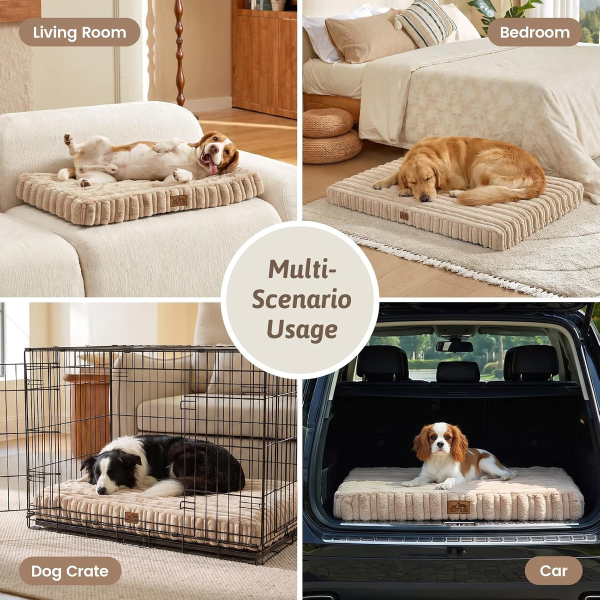 COZY KISS Orthopedic Washable Dog Bed for Large Dogs, Removable, Beige