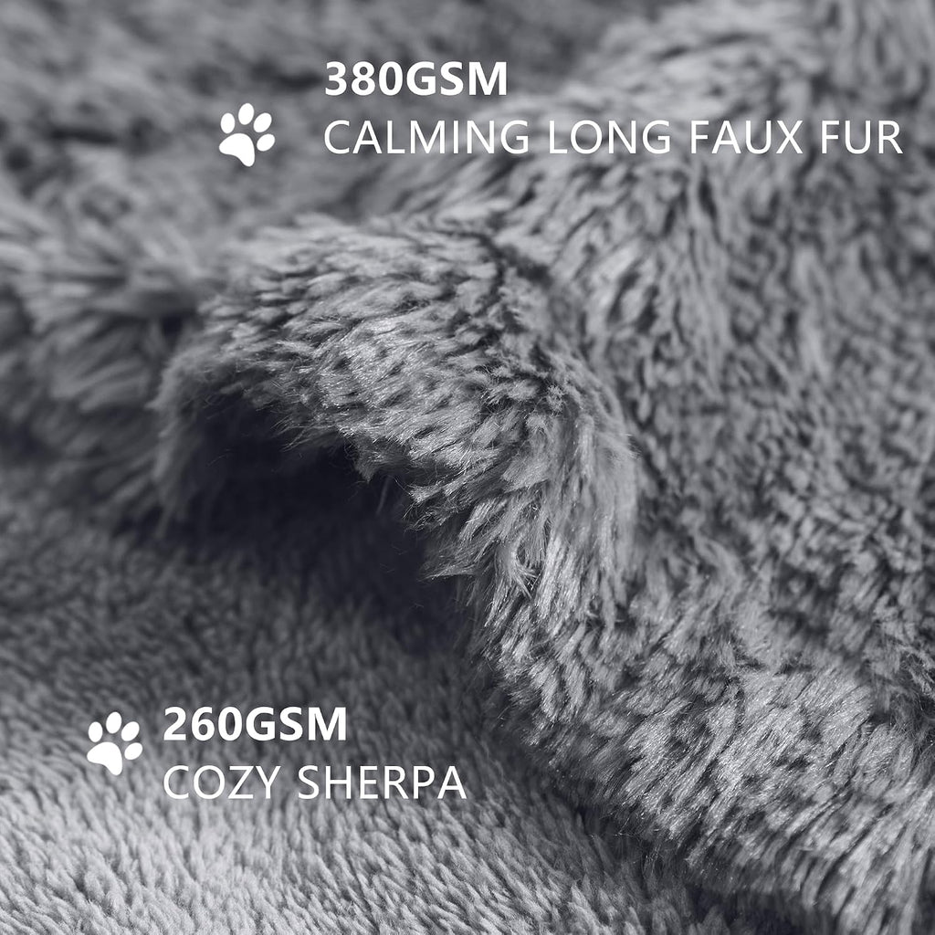 gogobunny Waterproof Dog Blanket for Couch & Furniture Protection - Super Soft Reversible Throw for Large Dogs & Cats, Calming Washable Fur & Sherpa Pet Blanket (40x50 Inch, Light Grey)