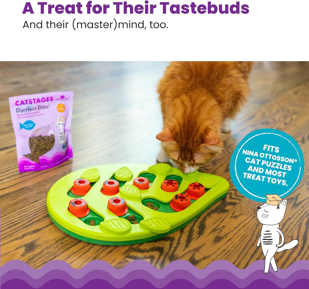 Catstages Nina Ottosson Purrfect Bitez Cat Treats, Whitefish Flavor, 4 oz