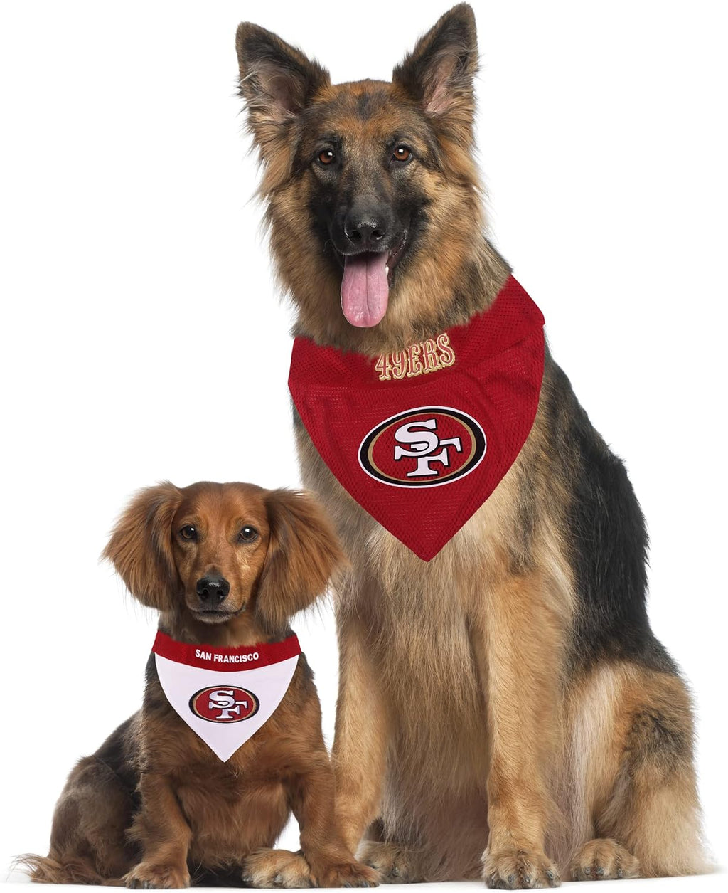 Pets First NFL DOG BANDANA - SAN FRANCISCO 49ERS REVERSIBLE PET BANDANA. 2 Sided Sports Bandana with a PREMIUM Embroidery TEAM LOGO, Large/X-Large. - 2 Sizes & 32 NFL Teams available